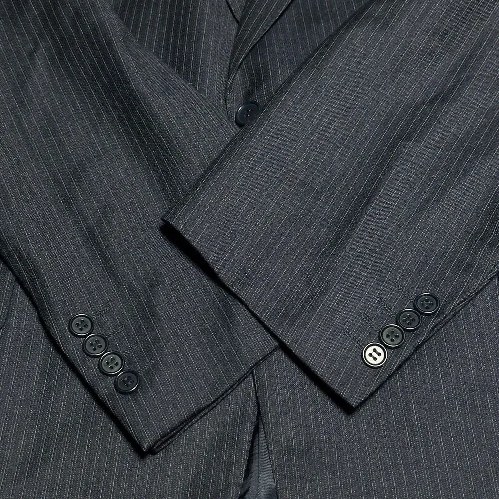 Canali Mark Shale Black Pinstripe Two Button Italy Wool Blazer Jacket‎ Men's 50L